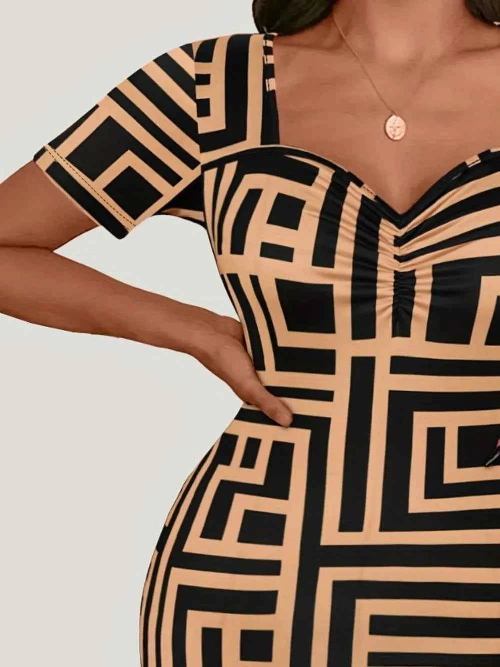 Plus Size Sweetheart Mini Dress with Short Sleeves for Effortless Style - Redemption By Ashley North