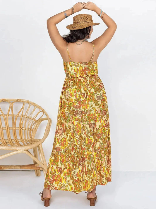 Plus Size Maxi Dress - Printed V-Neck Maxi Cami Dress - Redemption By Ashley North