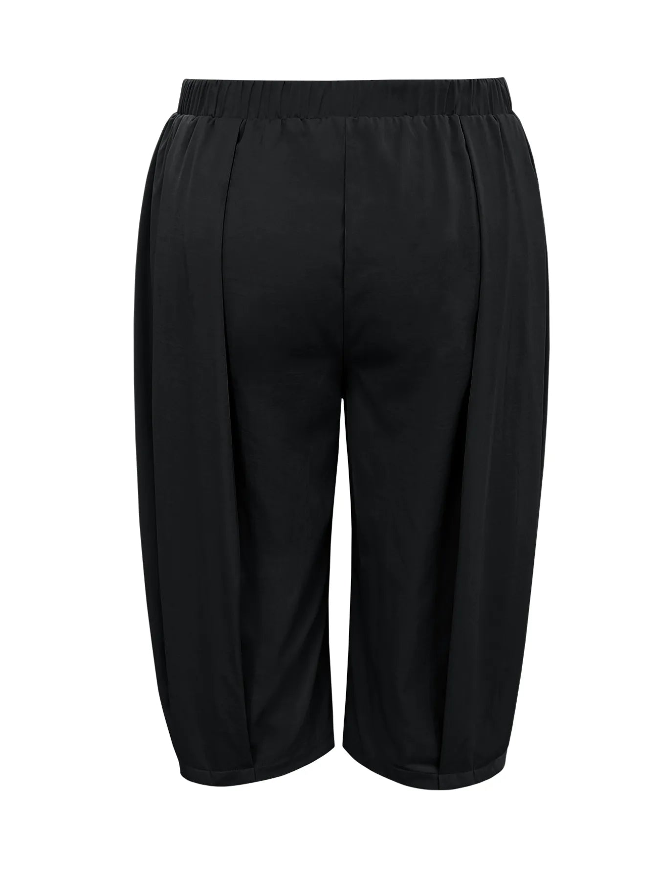 Plus Size Pleated Cropped Pants with Wide Leg Detail.