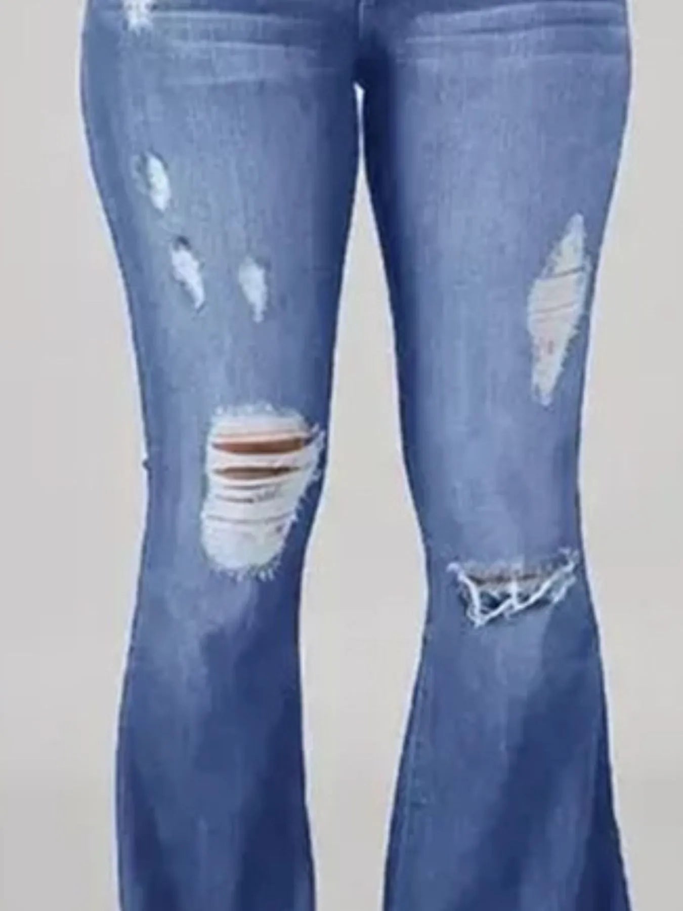 Full Size Plus Size Distressed Flare Jeans with Raw Hem.