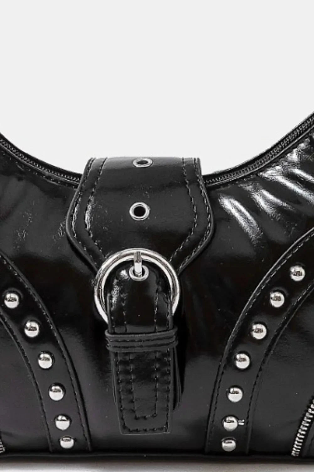 Fame Faux Leather Shoulder Bag with Studded Trim - Chic and Versatile Handbag for Every Occasion - Redemption By Ashley North