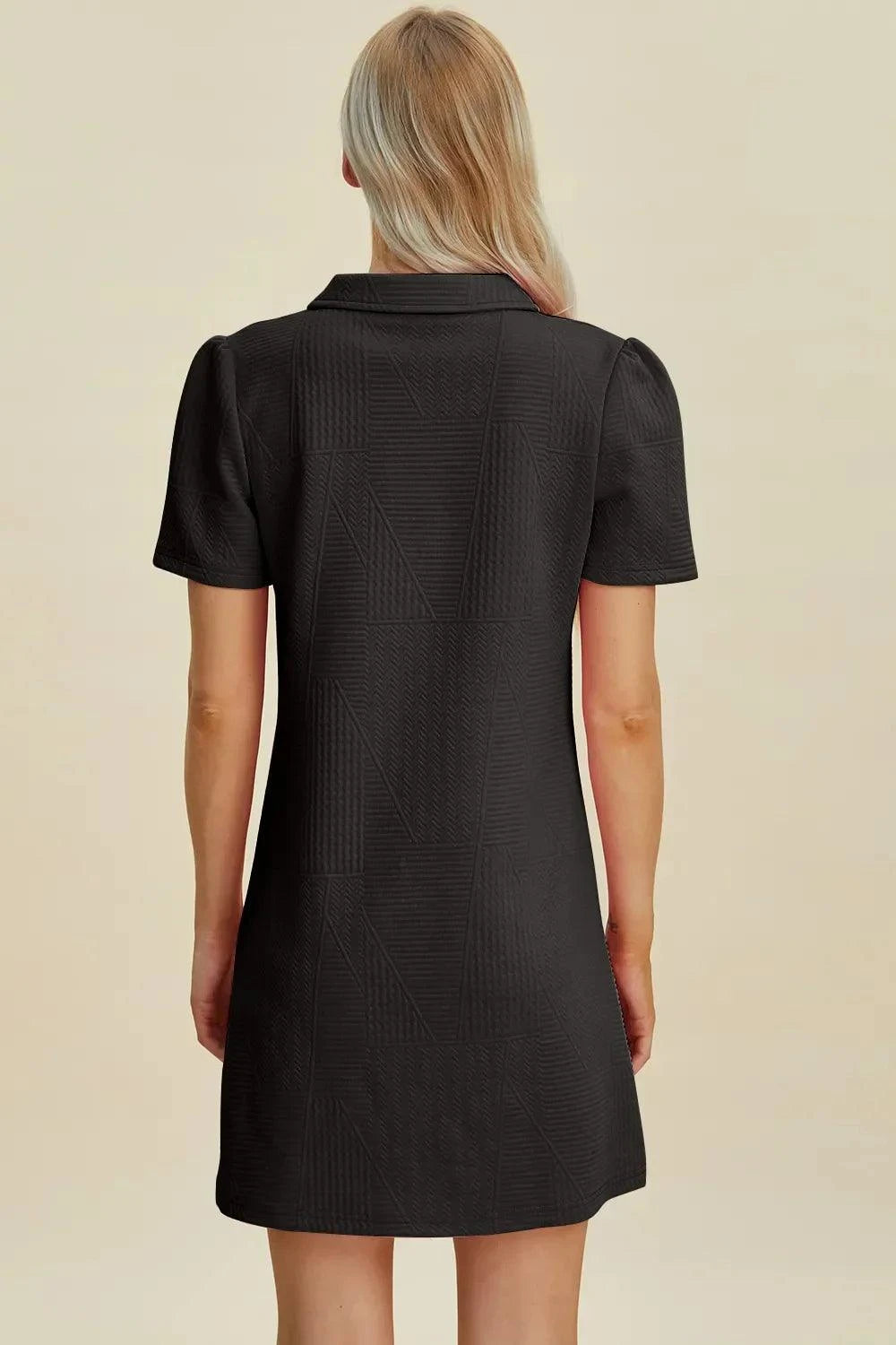 Short Sleeve Texture Dress - Double Take Full Size Fashion - Redemption By Ashley North