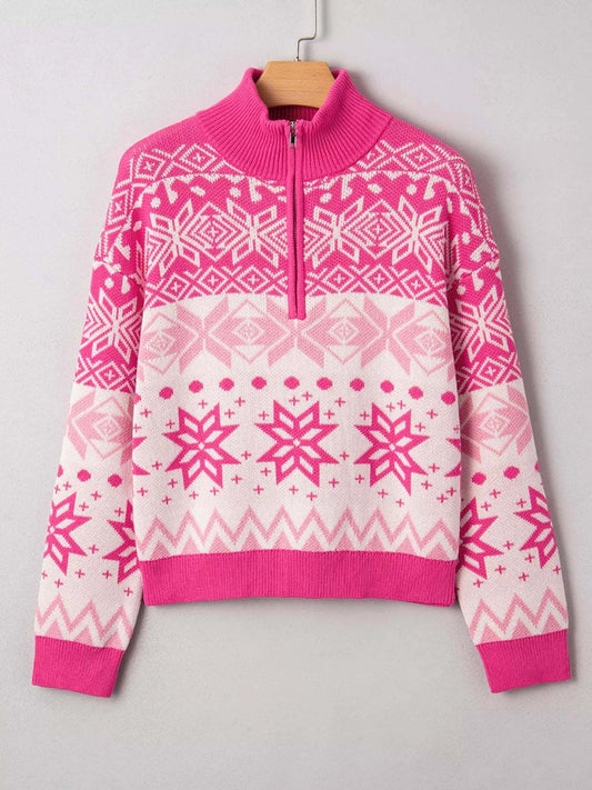 Christmas Snowflake Quarter Zip Collard SweaterFeatures:Zipper
Stretch:Slightly stretchy
Material composition:55% acrylic, 45% cotton
Care instructions:Machine wash cold. Tumble dry low.
Imported
Product MeasuremRedemption By Ashley NorthChristmas Snowflake Quarter Zip
