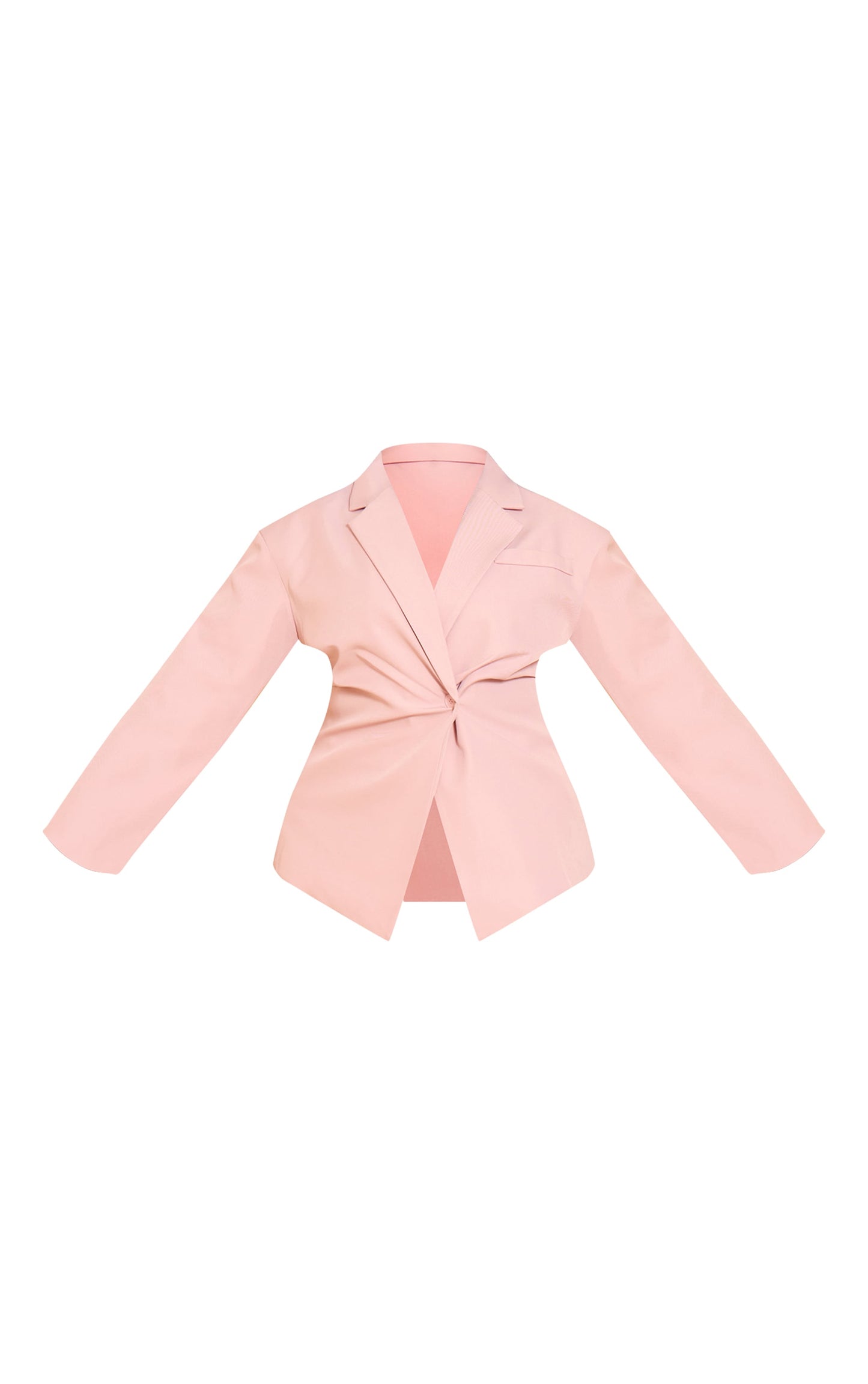 Plus pale pink tailored cinched waist blazer for polished evening looks