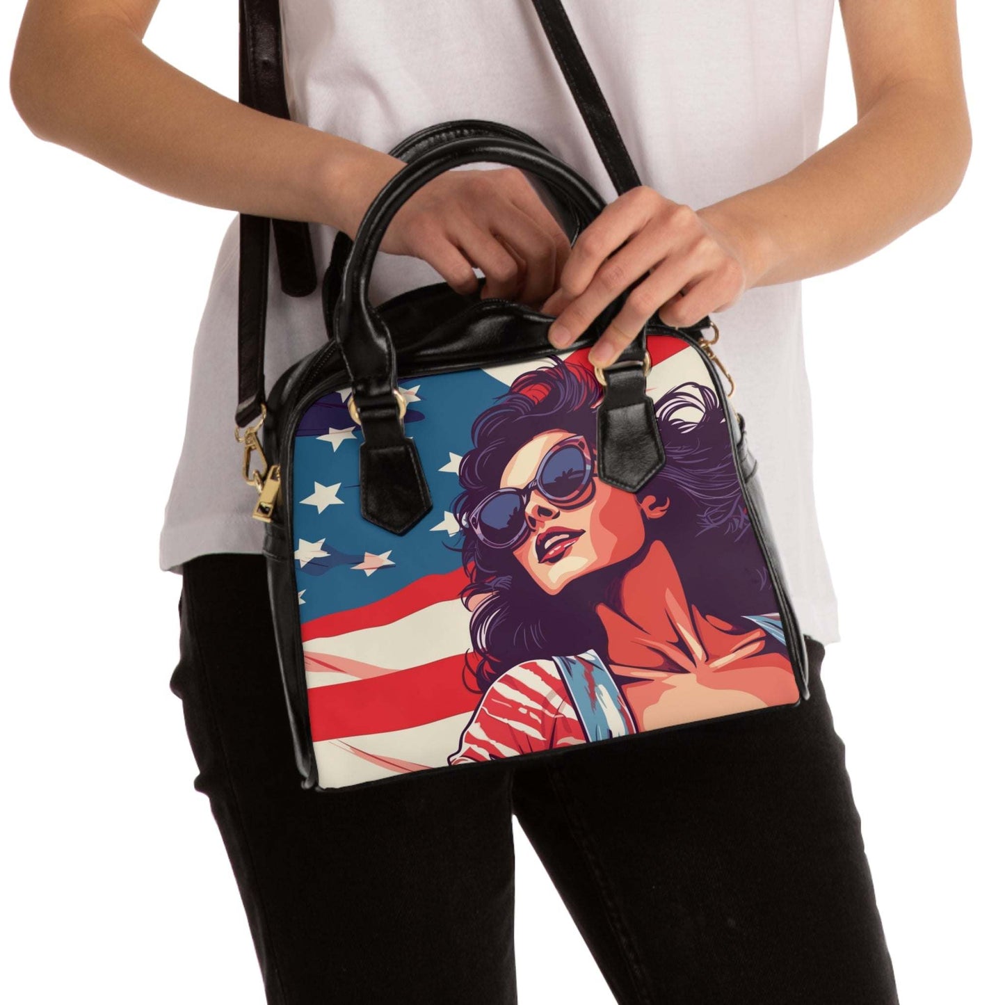 Vintage American Flag Shoulder Handbag - Trendy Purse for Summer Celebrations - Redemption By Ashley North
