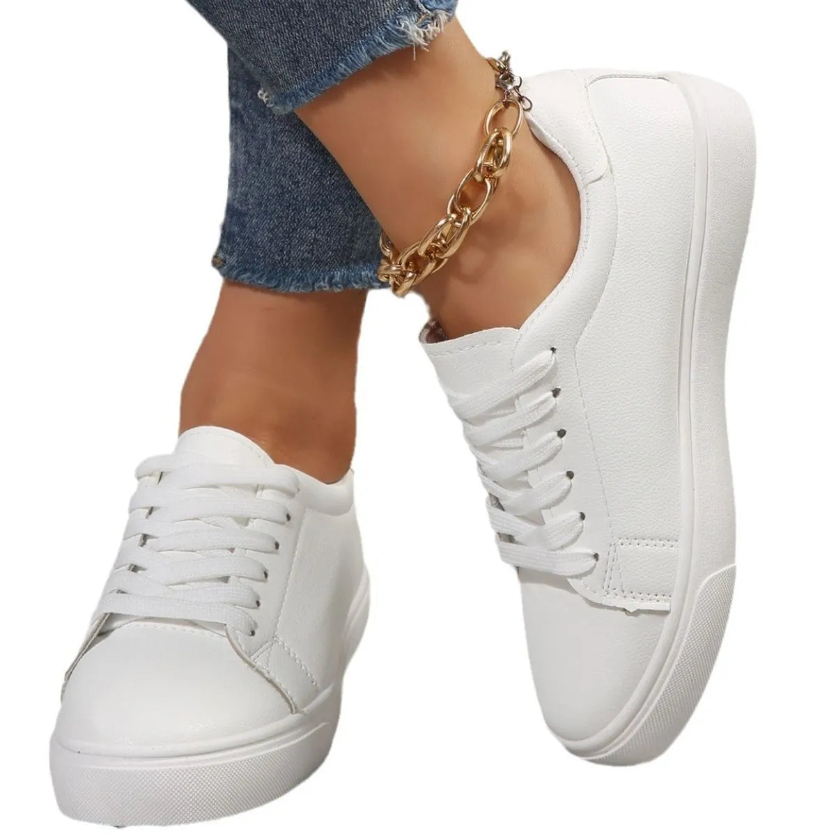 Round Toe Platform Sneakers.