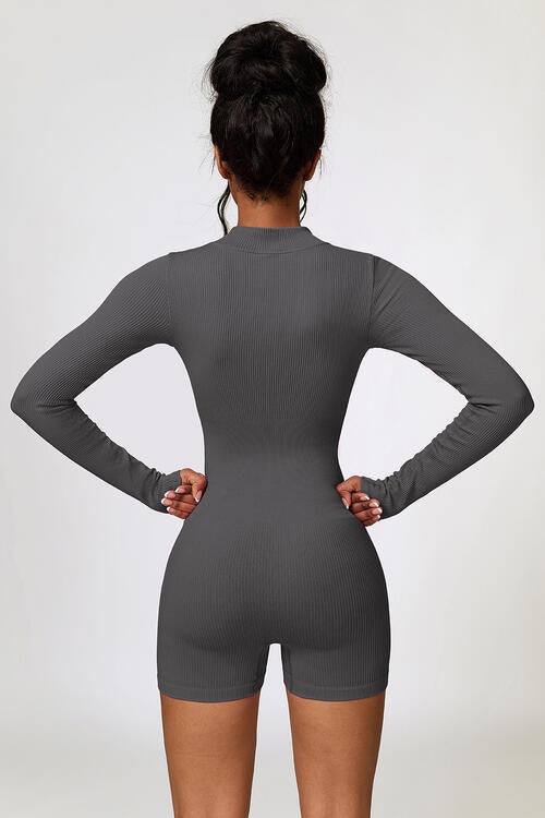 Half Zip Active Romper for Women - Stylish and Comfortable Long Sleeve Workout Jumpsuit - Redemption By Ashley North