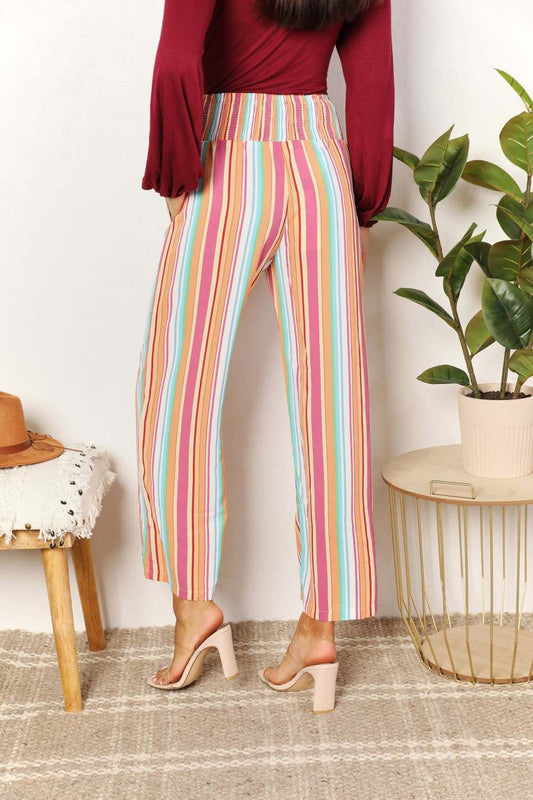 Double Take Striped Smocked Waist Pants with Pockets for Stylish Comfort - Redemption By Ashley North