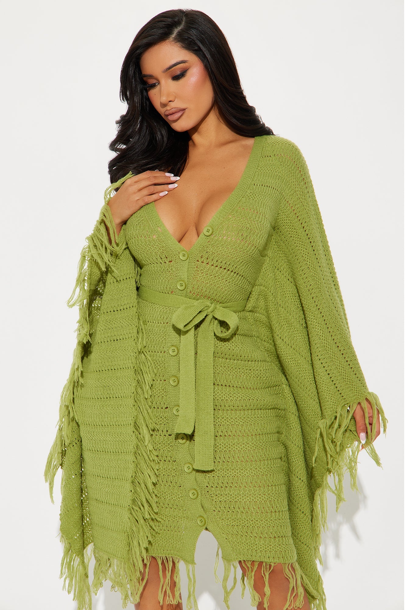 Embracing My Aura Chocolate Sweater Midi Dress.