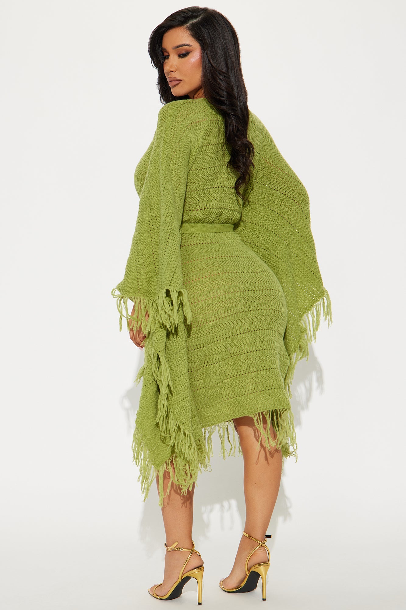 Embracing My Aura Chocolate Sweater Midi Dress.