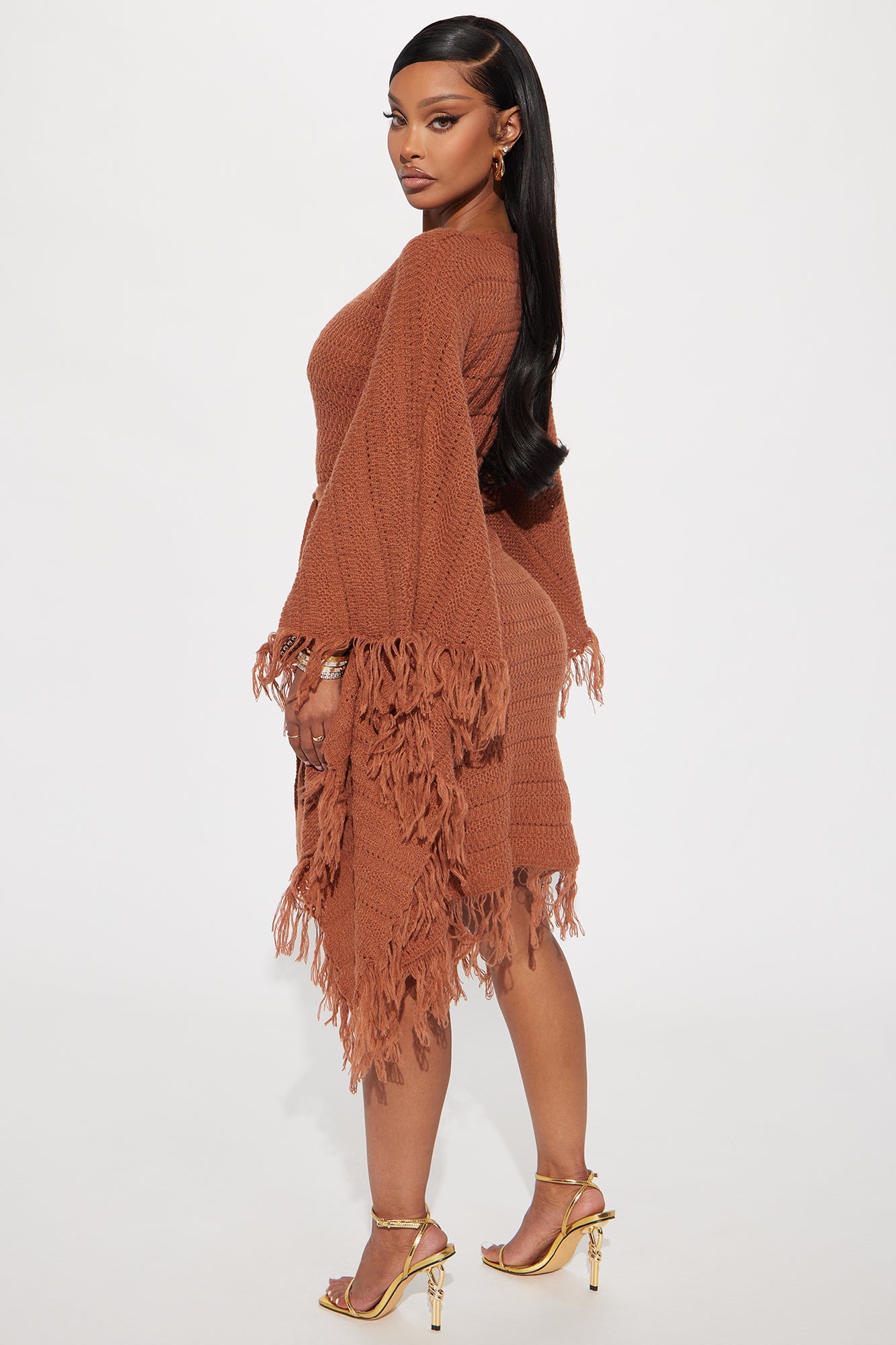 Embracing My Aura Chocolate Sweater Midi Dress.