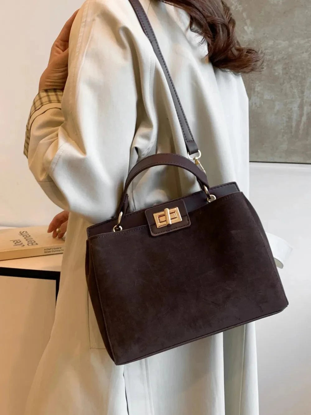 Solid Color Handbag with Removable Strap for Versatile Styling - Redemption By Ashley North