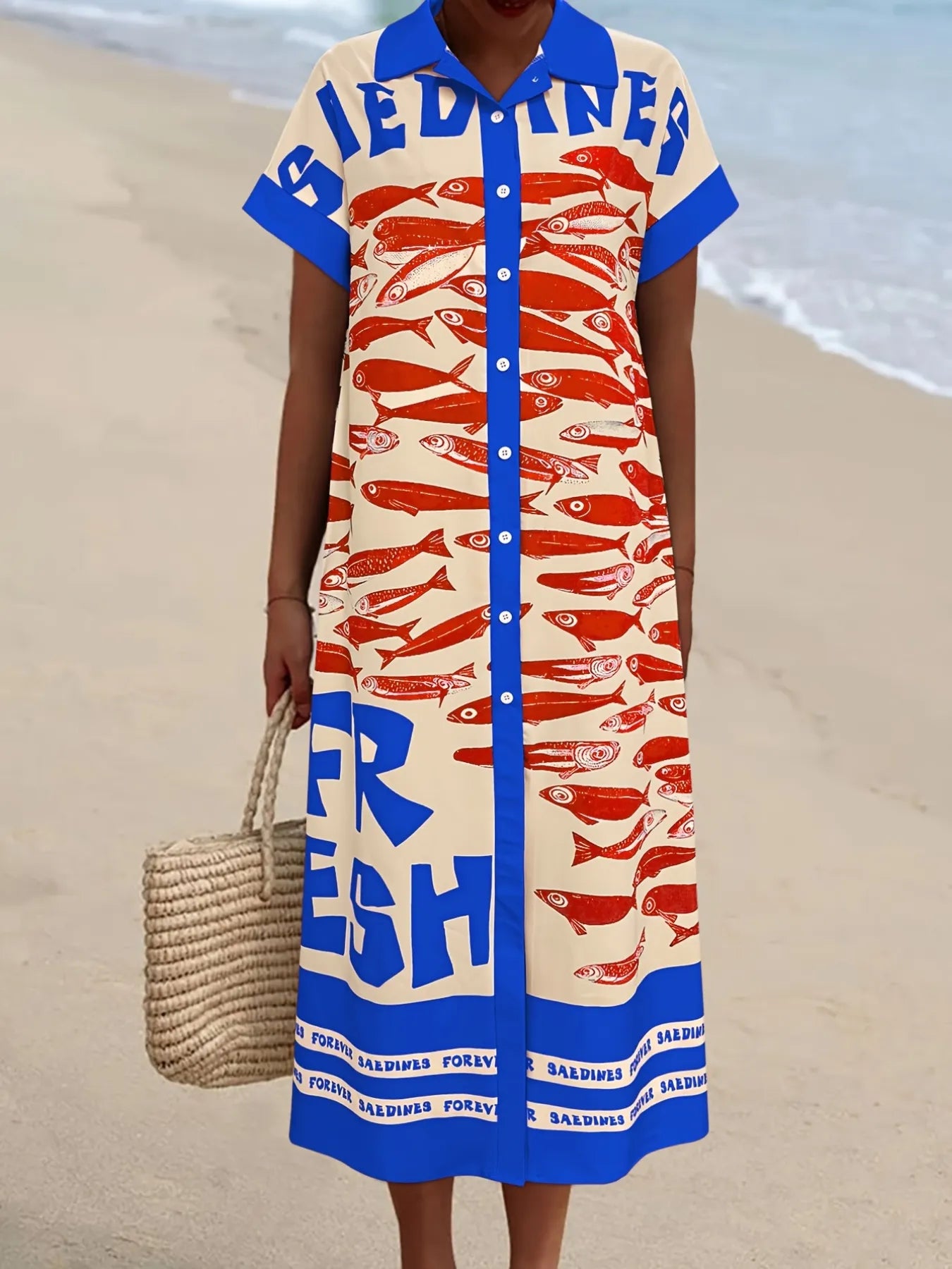 Printed Button Down Shirt Dress - Stylish and Versatile Fashion Essential.