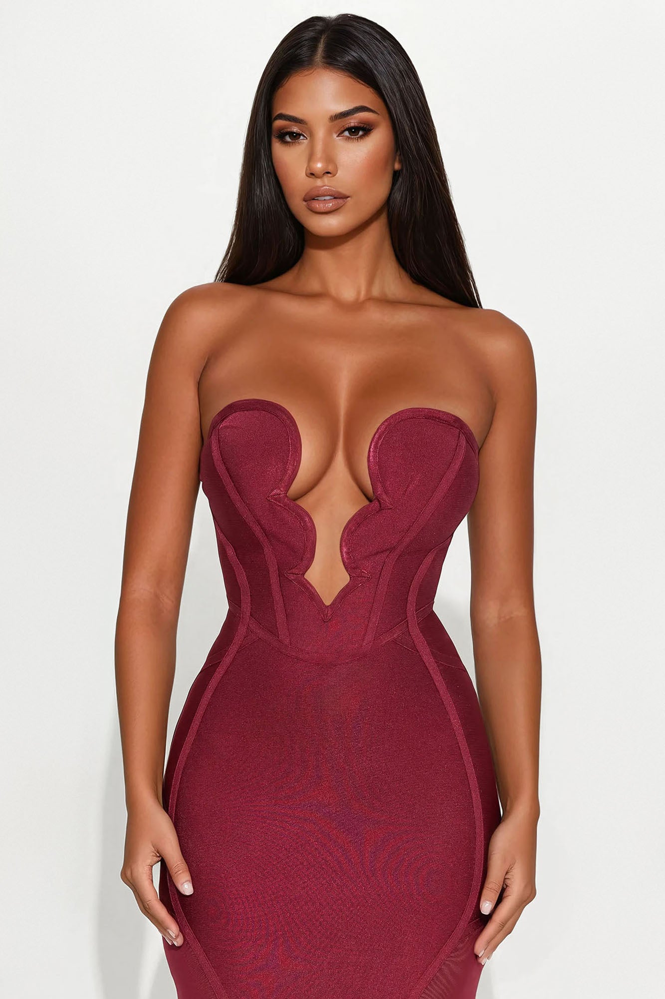 Night Life Bandage Maxi Dress - Wine.