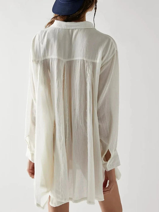 Textured Button-Down Shirt Dress for Stylish Casual Wear - Redemption By Ashley North