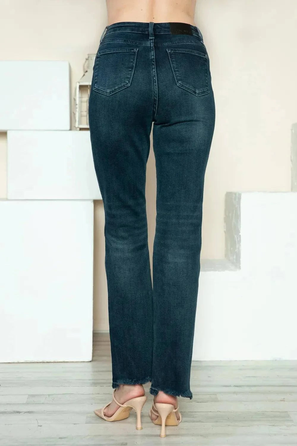 Judy Blue Straight Jeans Full Size Button Fly Hem Destroyed Style - Redemption By Ashley North
