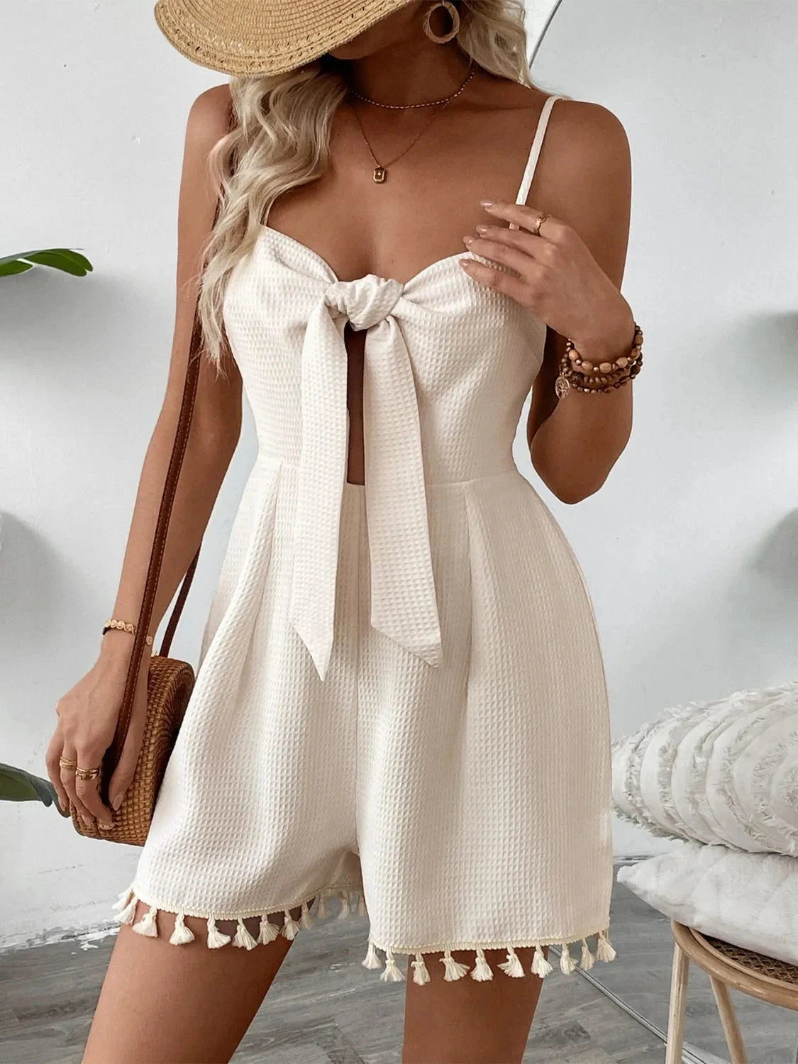 Sweetheart Neck Romper with Spaghetti Straps for Effortless Style - Redemption By Ashley North