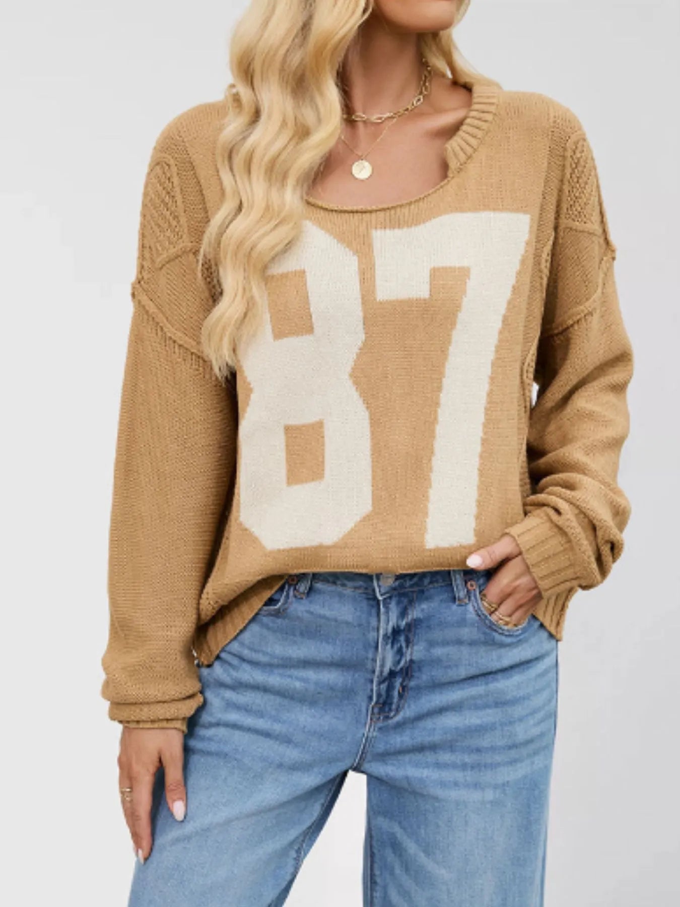 Number 81 Oversized Cable Knit Sweater.