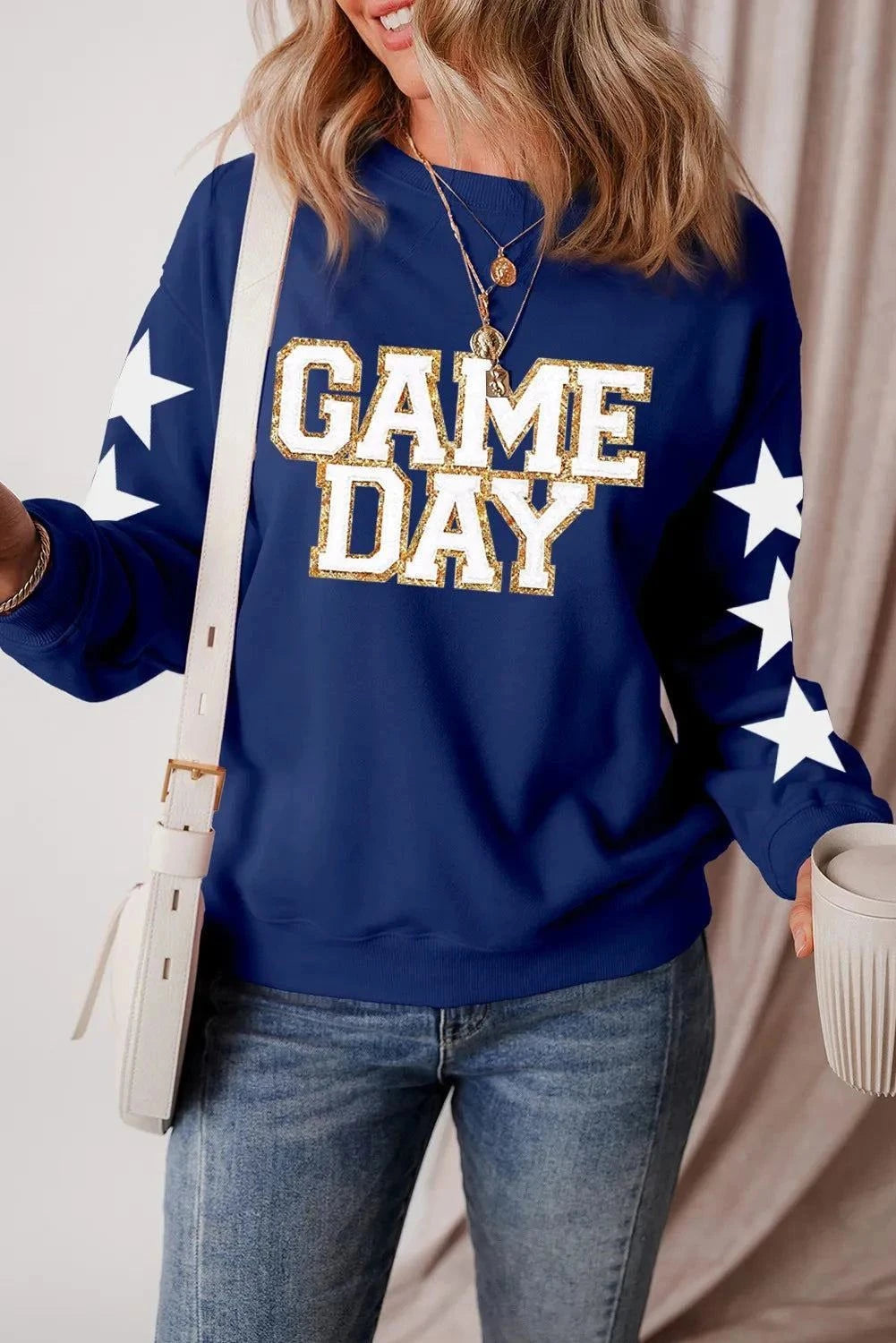GAME DAY Sweatshirt - Long Sleeved Star Round Neck for Style and ComfoExperience Ultimate Style and Comfort with Our GAME DAY SweatshirtIntroducing our premium GAME DAY Sweatshirt, designed specifically for those who want to blend stylRedemption By Ashley NorthGAME DAY Sweatshirt