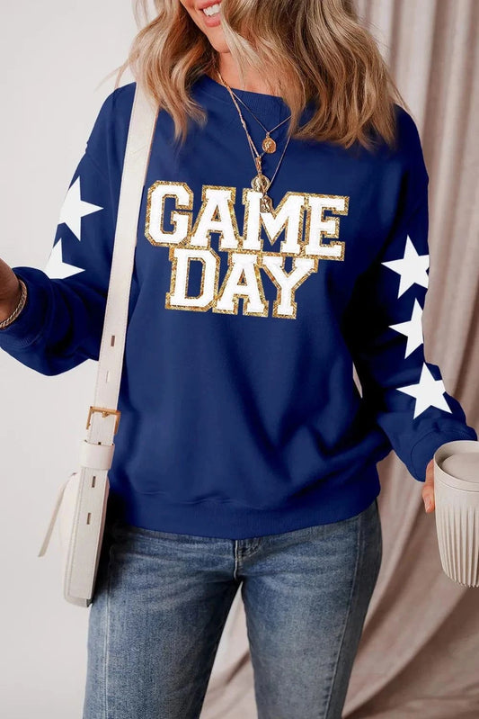 GAME DAY Sweatshirt - Long Sleeved Star Round Neck for Style and ComfoExperience Ultimate Style and Comfort with Our GAME DAY SweatshirtIntroducing our premium GAME DAY Sweatshirt, designed specifically for those who want to blend stylRedemption By Ashley NorthGAME DAY Sweatshirt
