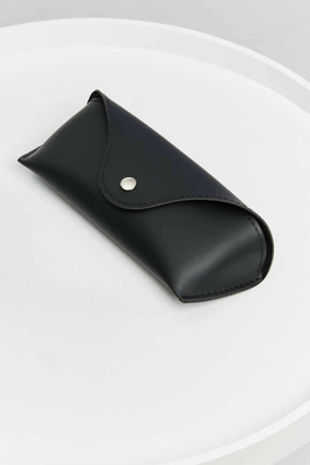 Black leather sunglass case for Square Metal-Plastic Hybrid temple sunglasses with UV400 protection