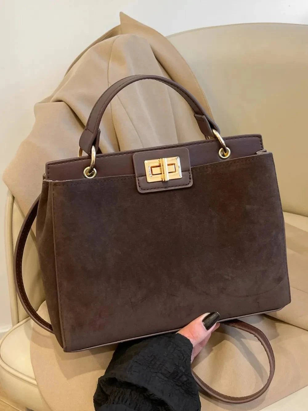Solid Color Handbag with Removable Strap for Versatile Styling - Redemption By Ashley North