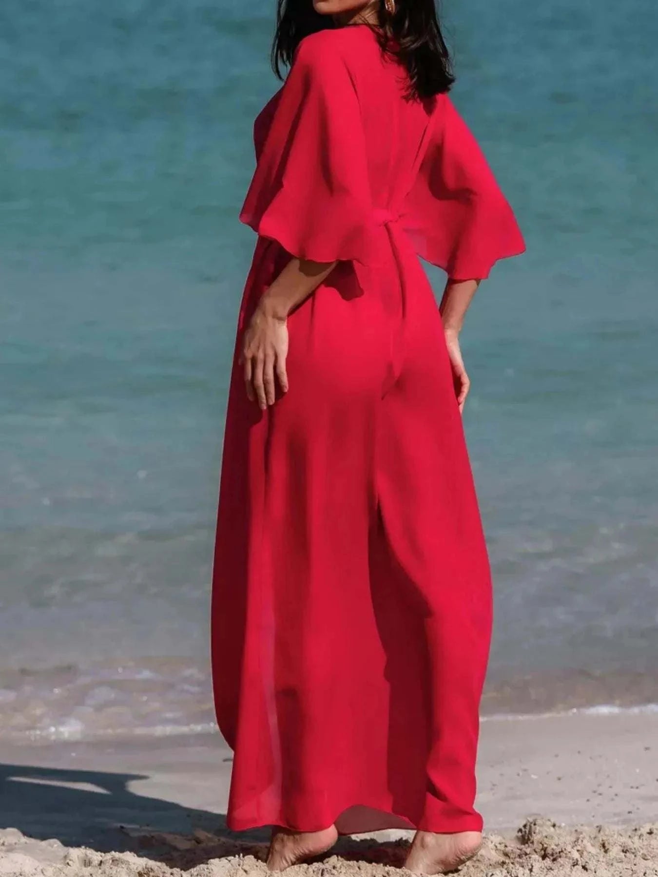 Solid Color Cover-Up for Women - Stylish Flutter Sleeve Beachwear and Swimwear Accessory - Redemption By Ashley North