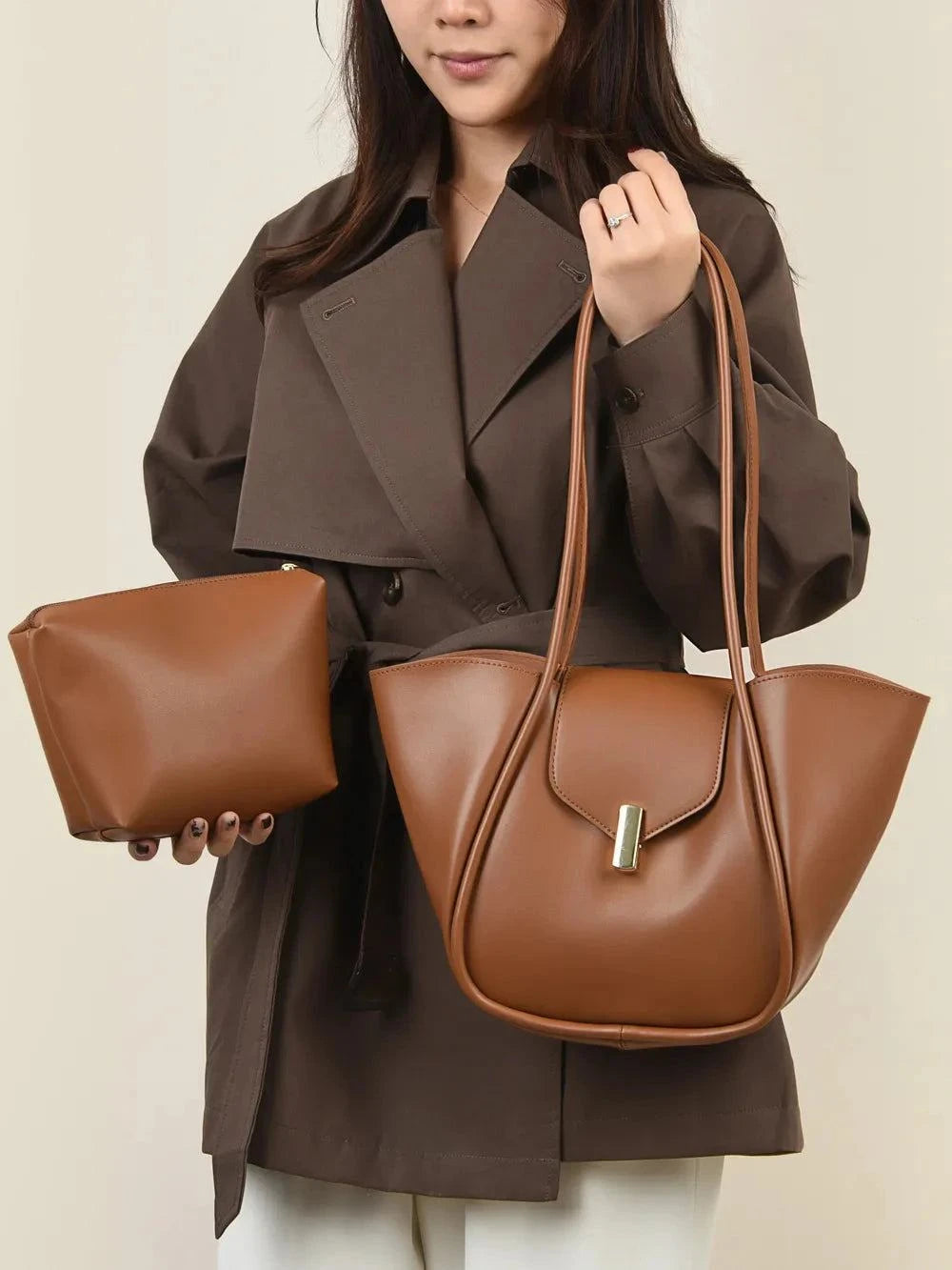 PU Leather Shoulder Bag with Pouch - Stylish and Versatile Accessory - Redemption By Ashley North