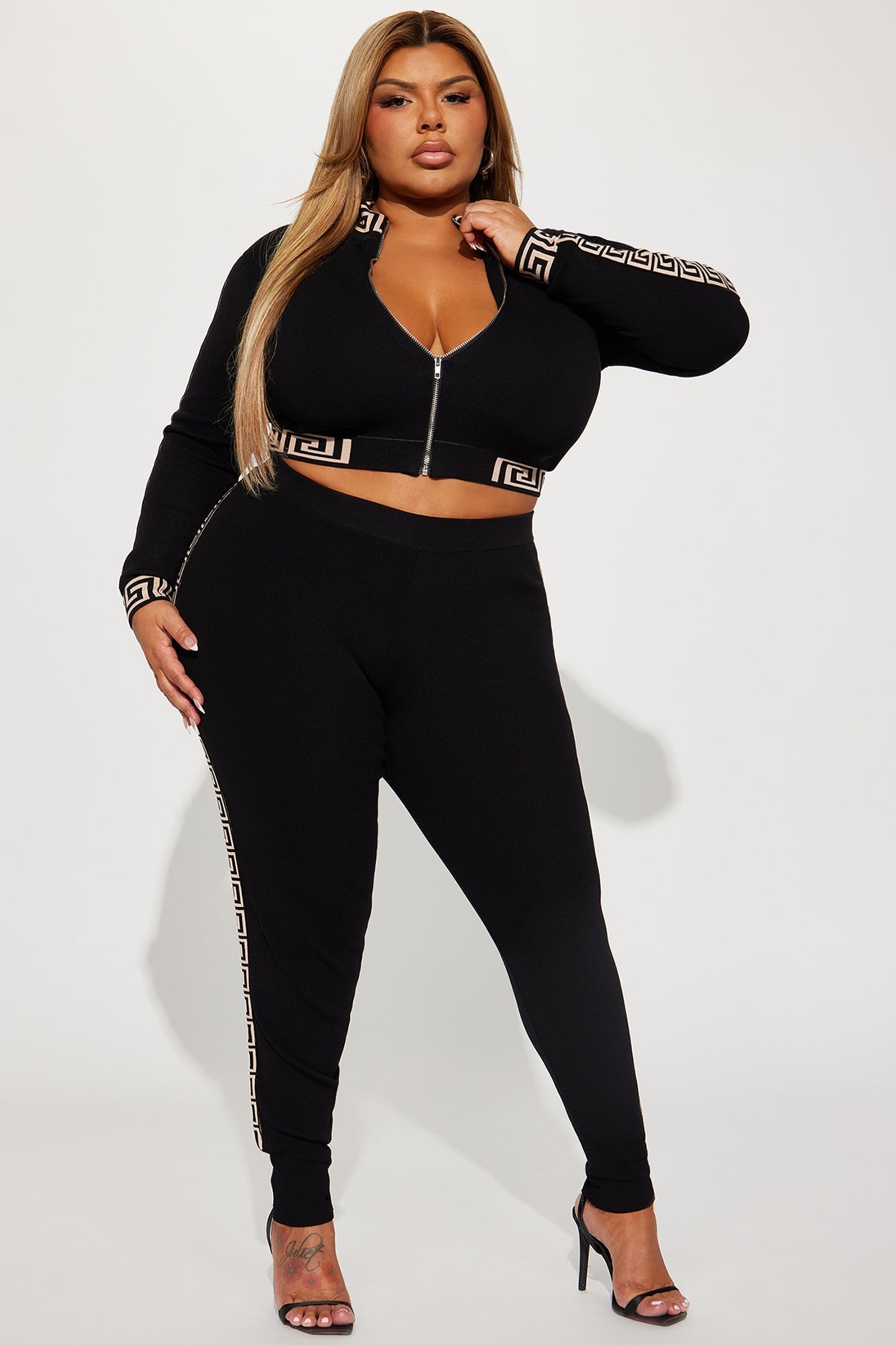 Passing By You Sweater Legging Set - Black/combo.