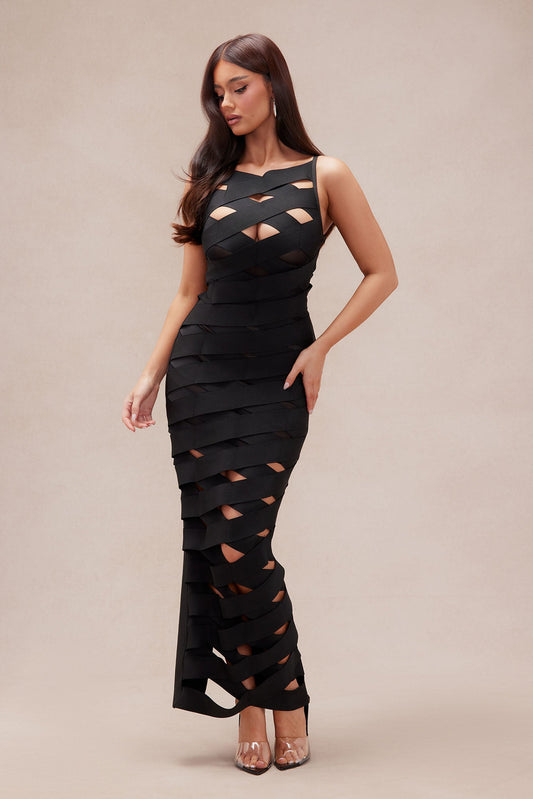Brianna Bandage Maxi Dress - Black for Effortless Elegance.
