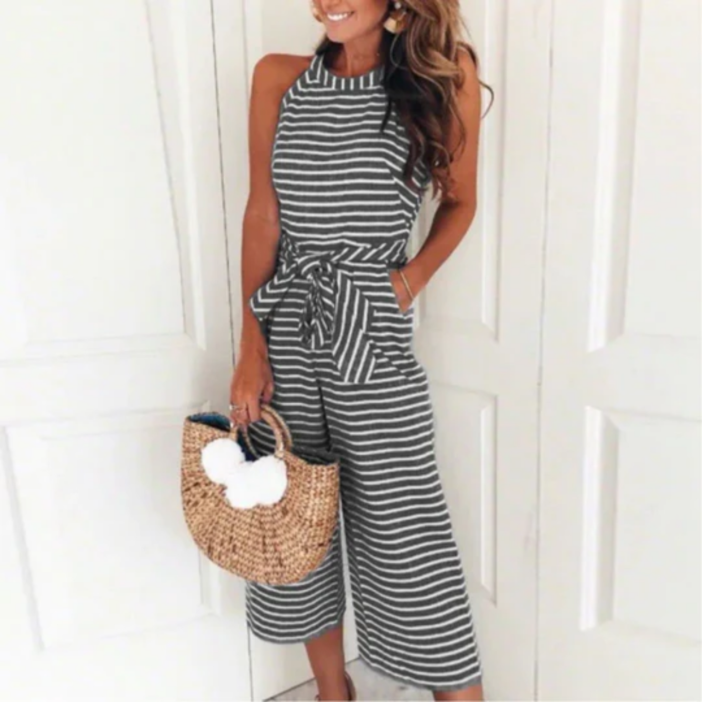 Trixie Women Striped Sleeveless Jumpsuit - Summer Fashion Essential - Redemption By Ashley North