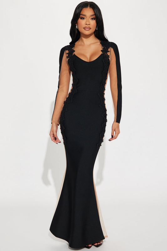 Rosalee Black Maxi Dress - Elegant and Stylish Bandage Design.