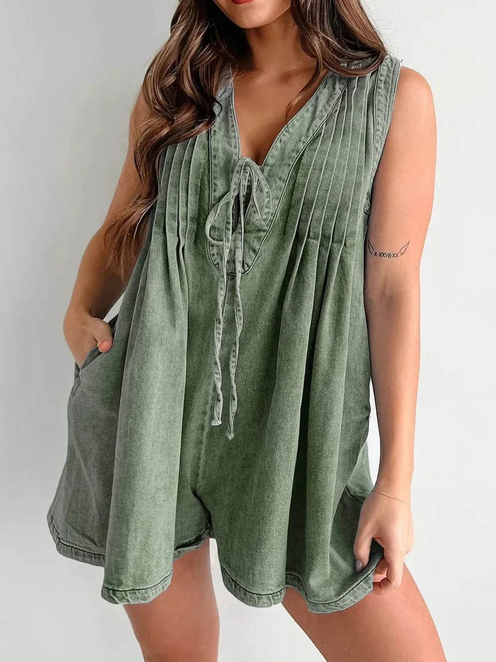 Tied Romper with Pockets - Stylish and Convenient Summer Wear - Redemption By Ashley North