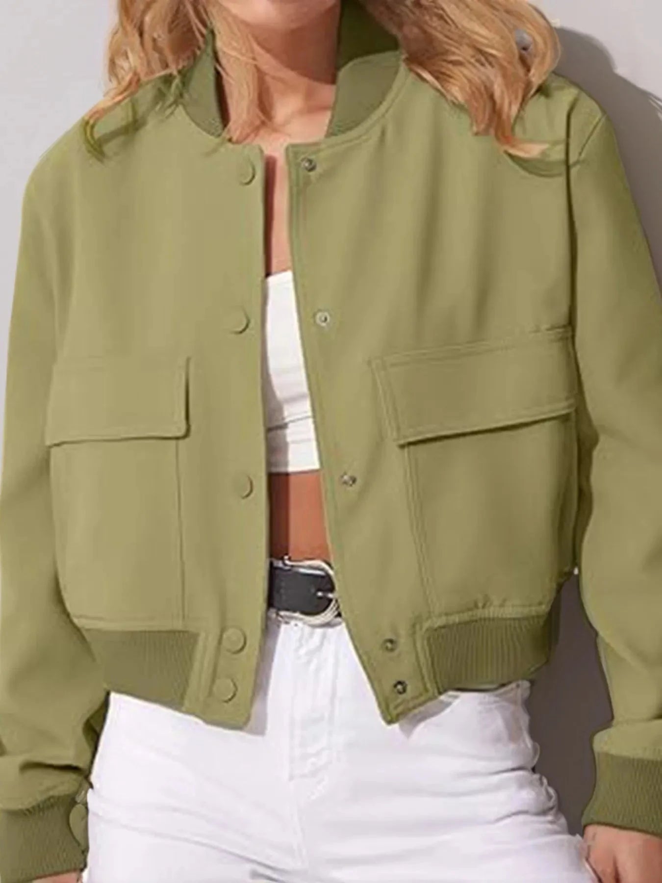 Plus Size Cropped Jacket with Snap Down Feature for Stylish Comfort - Perfect for Effortless Style - Redemption By Ashley North