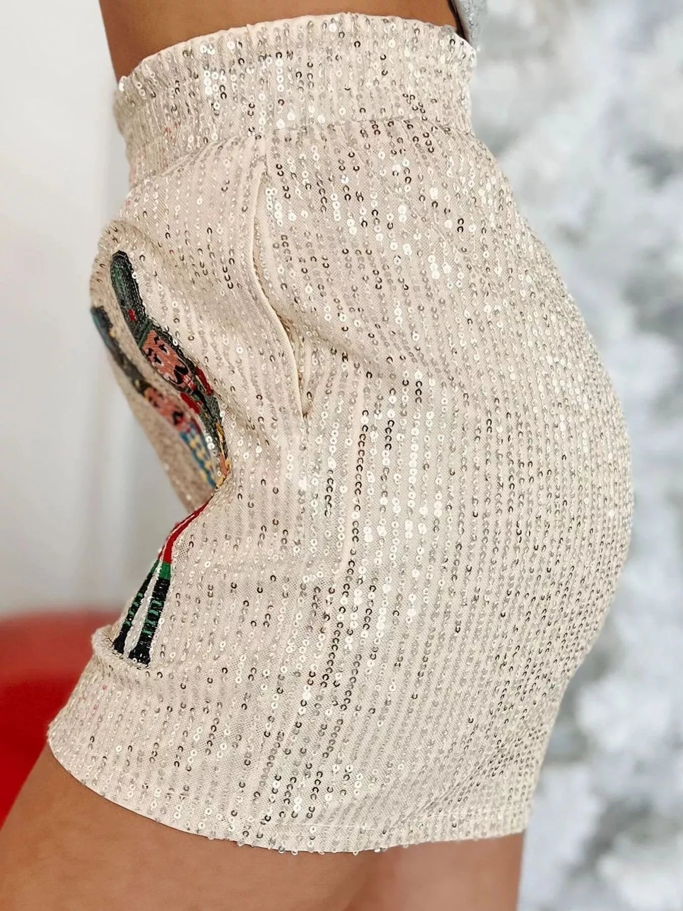 Christmas Sequined Nutcracker Shorts.