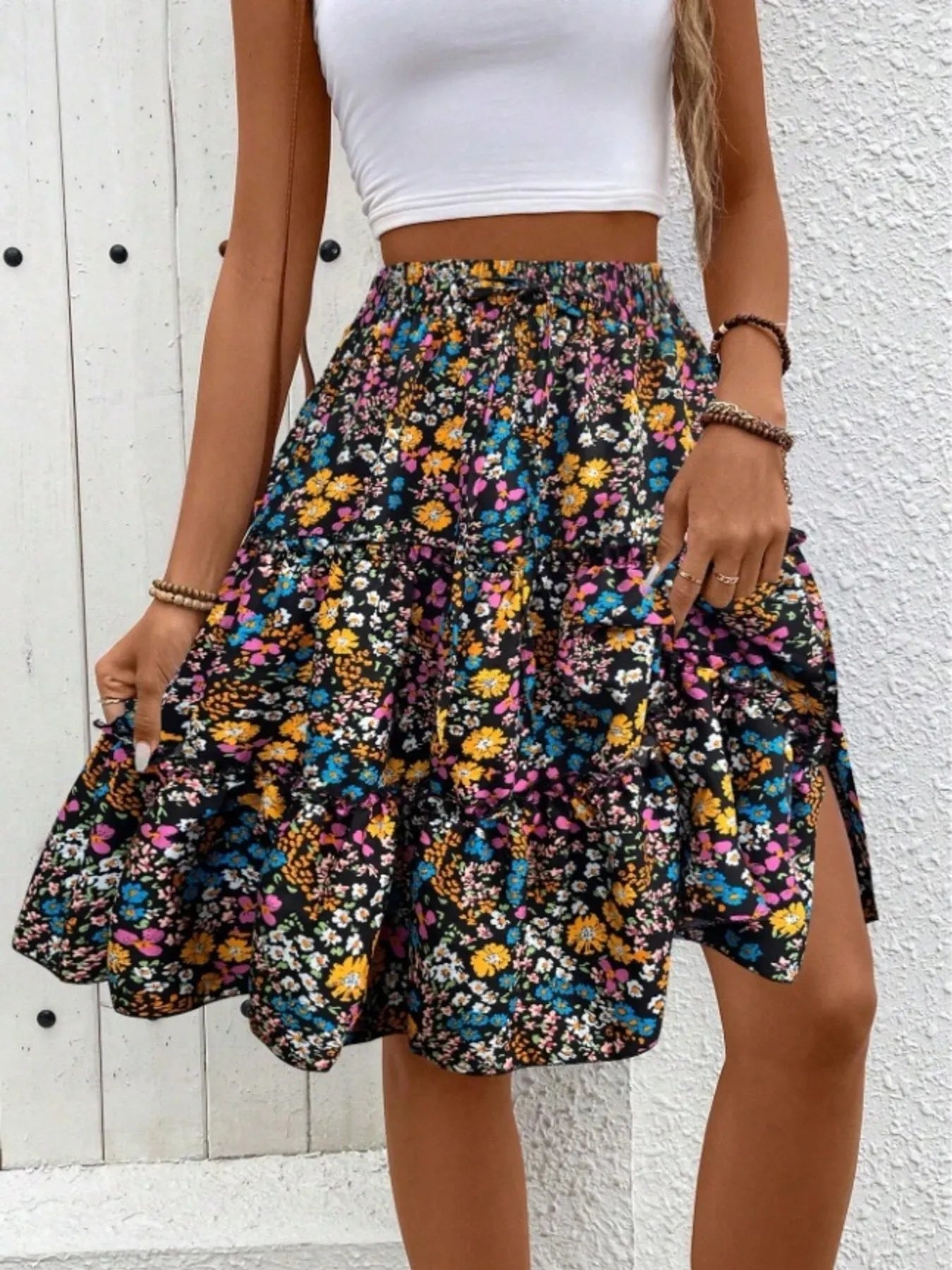 Floral Print Midi Skirt - Chic and Elegant Women's Fashion Statement - Redemption By Ashley North