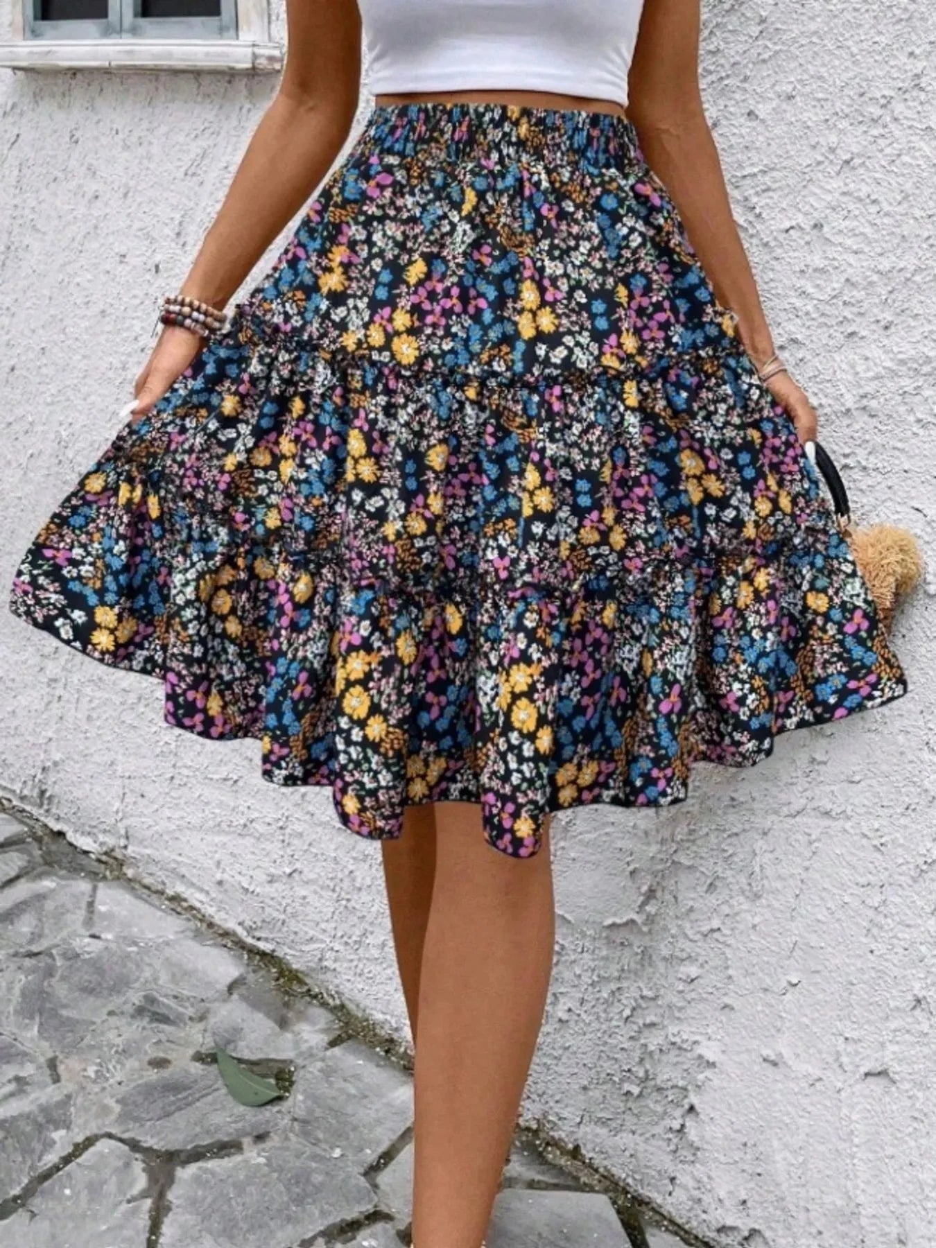 Floral Print Midi Skirt - Chic and Elegant Women's Fashion Statement - Redemption By Ashley North