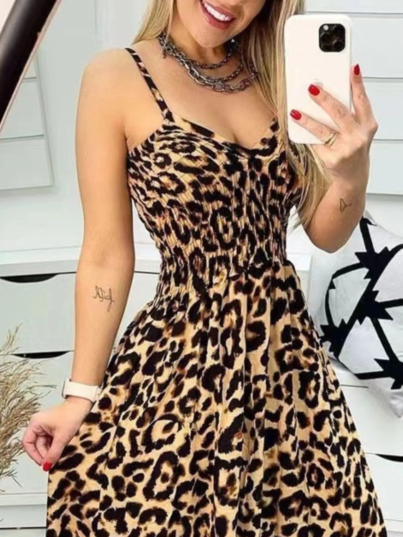 Full Size Leopard Print Dress - Spaghetti Strap Maxi Dress for Plus Size Fashion - Redemption By Ashley North
