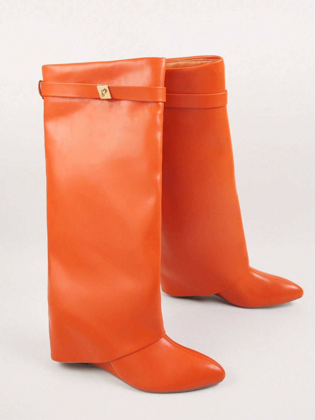 SHUZIA Women's Vibrant Orange Buckle Boots - Casual Formal Folded PoinDiscover the Style and Comfort of SHUZIA Women's Vibrant Orange Buckle BootsStep into the spotlight this season with the stunning women's vibrant orange buckle bootsRedemption By Ashley Northwomen's vibrant orange buckle boots