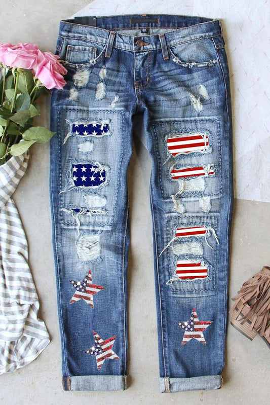 Women's American Flag Jeans - Mid-Rise Style for Women - Redemption By Ashley North