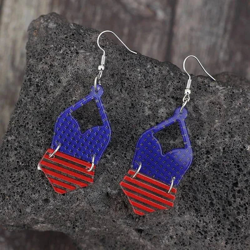 US Flag Earrings - Acrylic Earrings with US Flag Pattern - Redemption By Ashley North