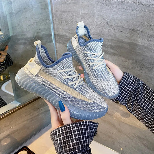 Mesh Lace-Up Platform Athletic Shoes.