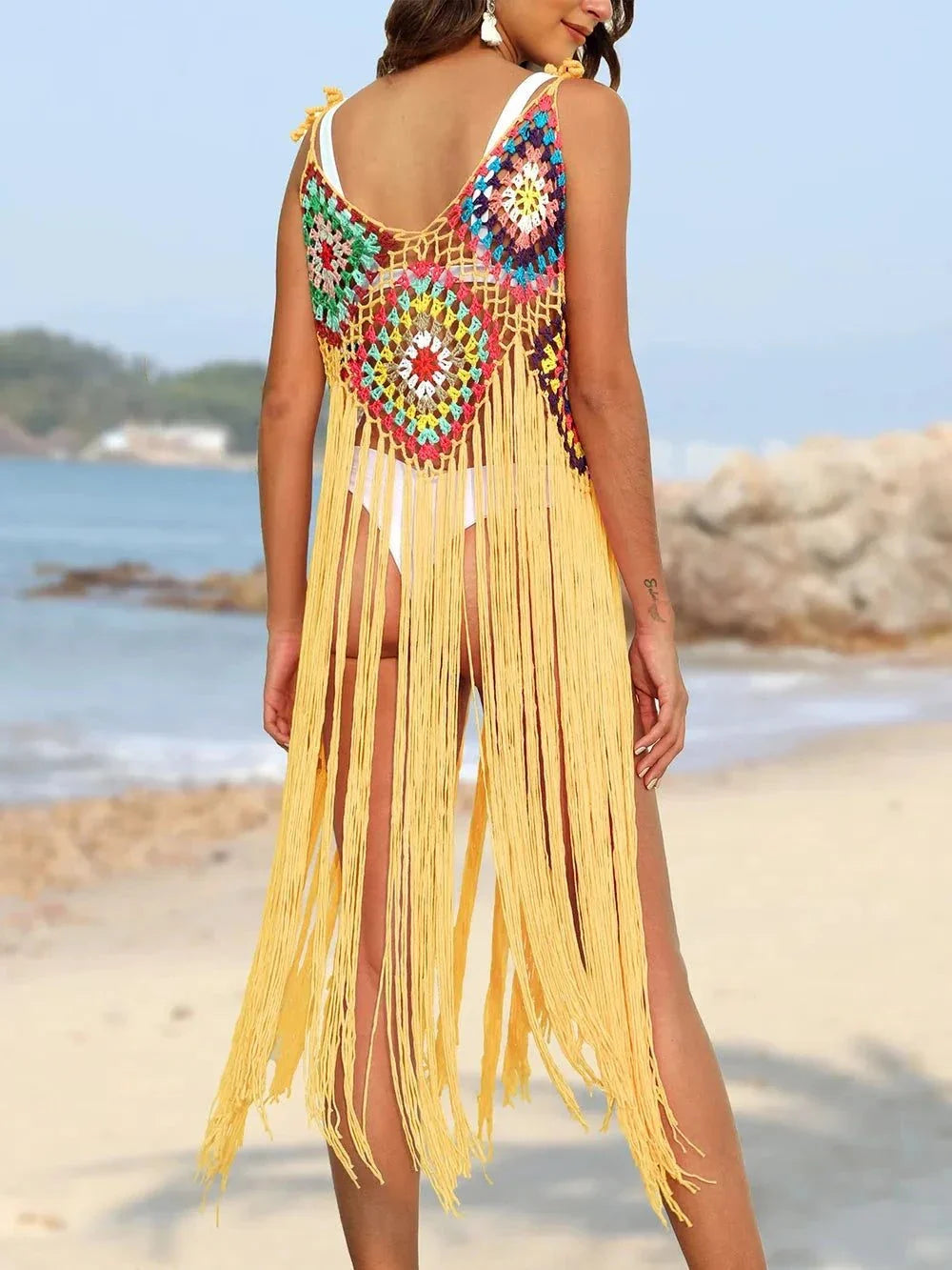 Fringe Cover-Up Dress with Spaghetti Straps - Redemption By Ashley North