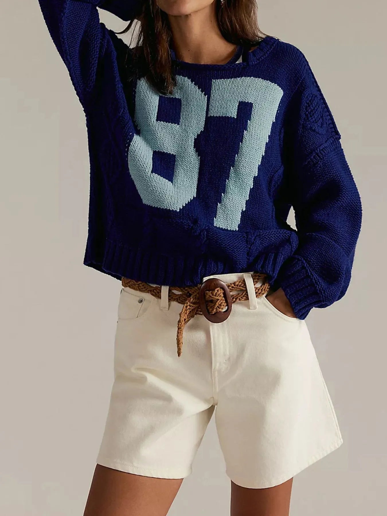 Number 81 Oversized Cable Knit Sweater.