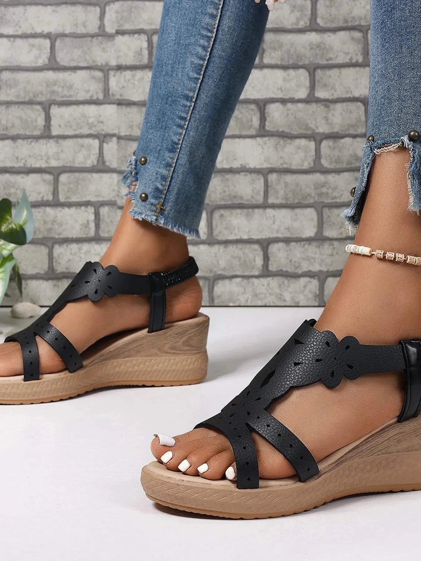 Cutout Wedge Sandals for Stylish Comfort - Redemption By Ashley North