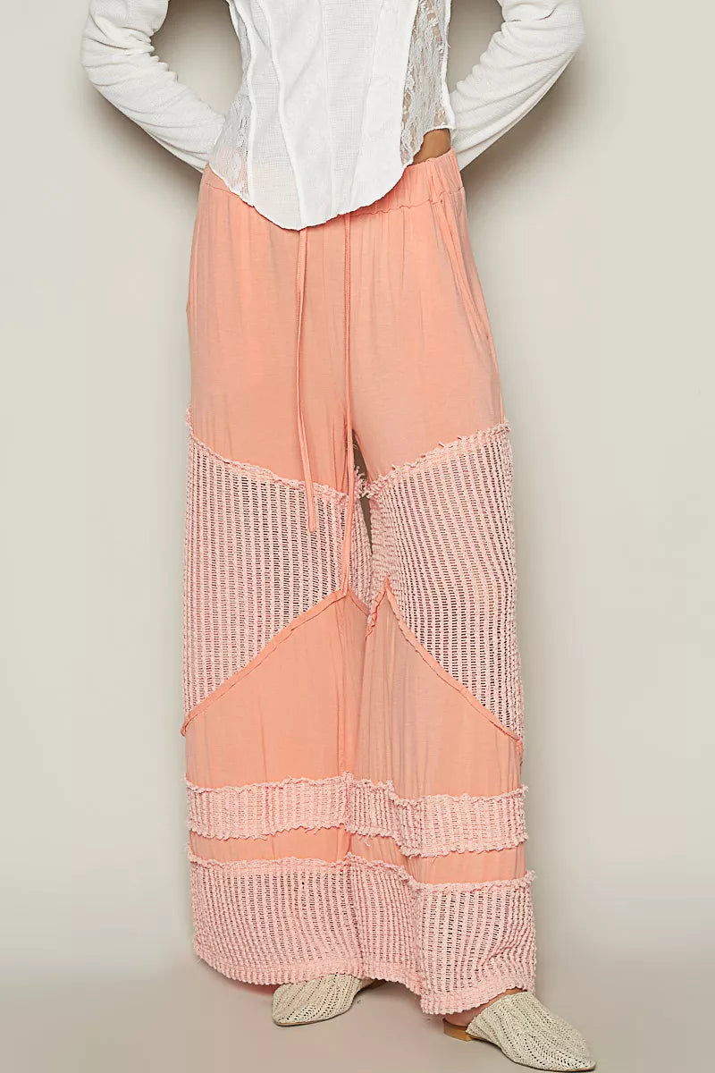 POL Drawstring Elastic Waistband Wide-Leg Pants.