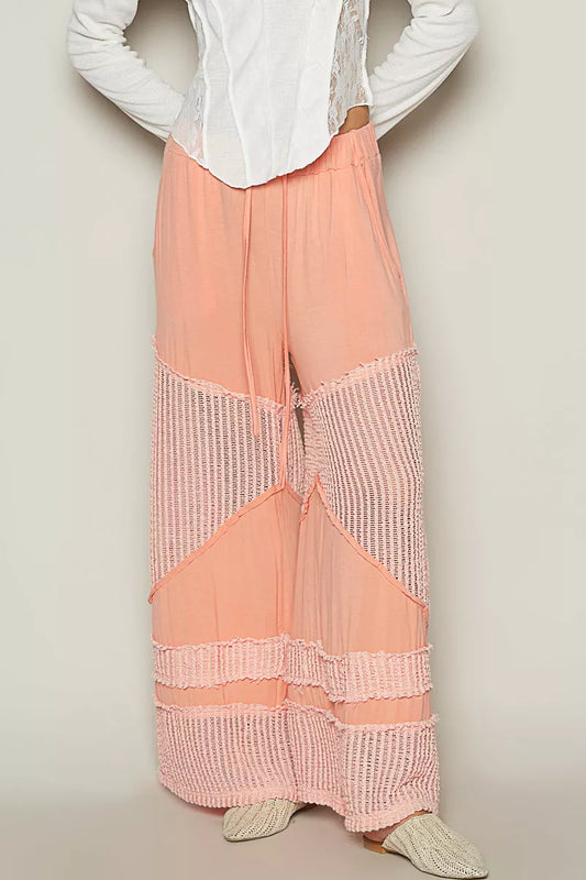 POL Drawstring Elastic Waistband Wide-Leg Pants.