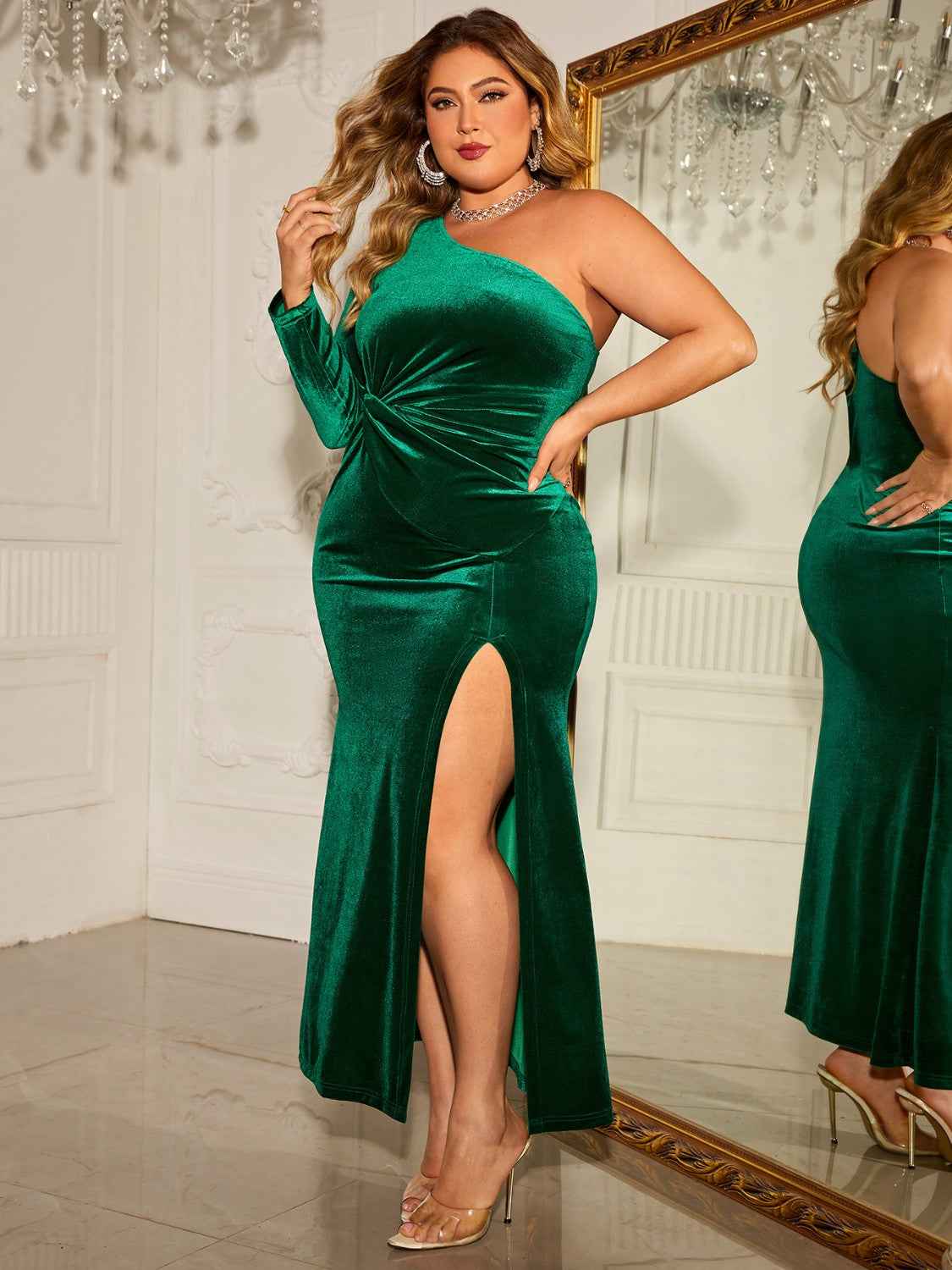 Honey Plus Size One-Shoulder Twisted Split Dress for Effortless Style - Perfect Plus Size One-Shoulder Dress - Redemption By Ashley North