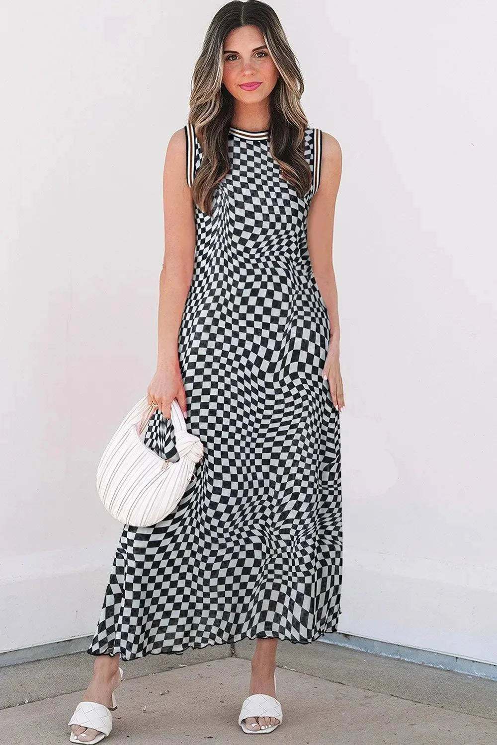 Checkered Sleeveless Midi Dress for Effortless Style and Elegance - Redemption By Ashley North