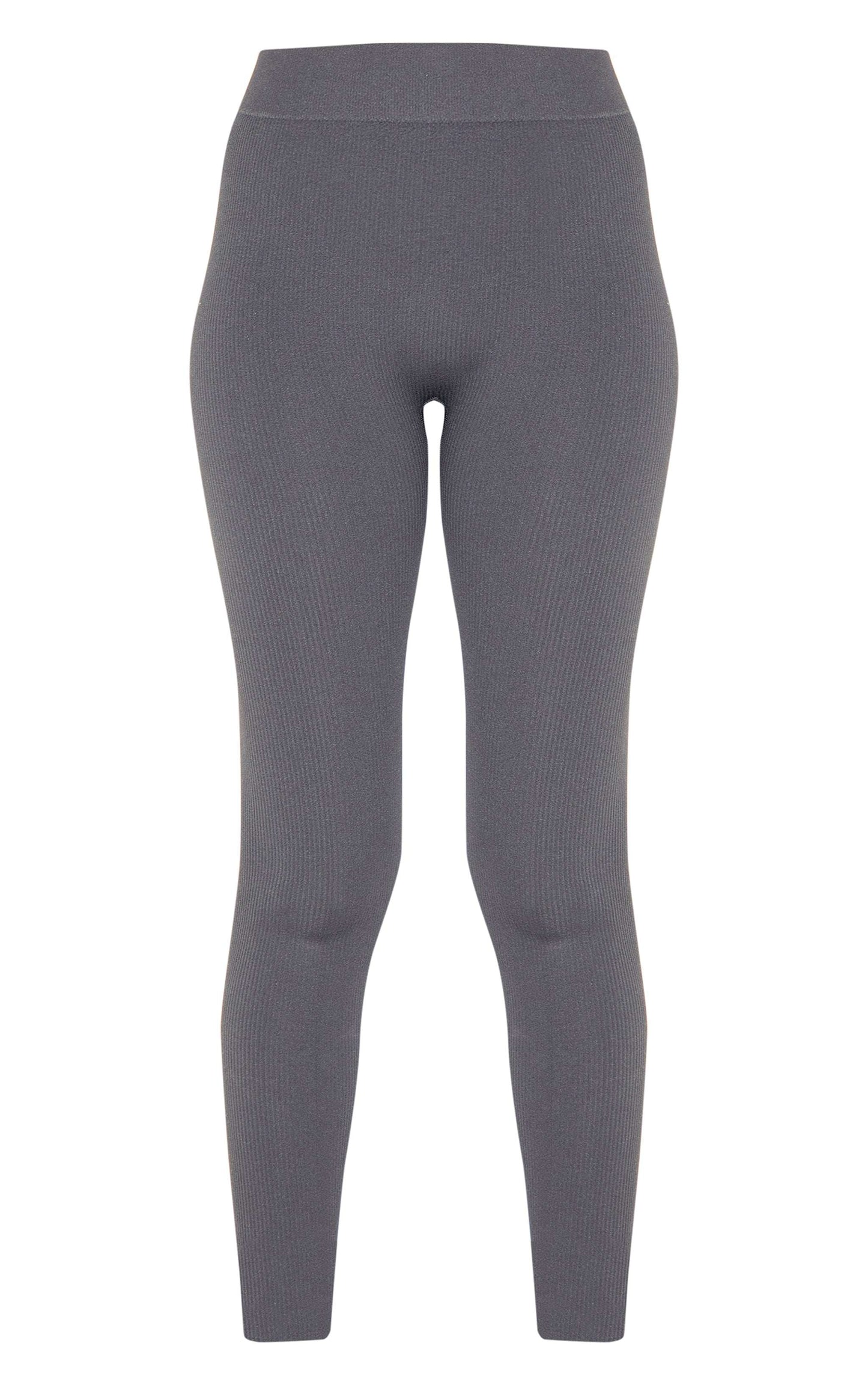 Black structured contour ribbed leggings with a sculpting knit design for a defined silhouette